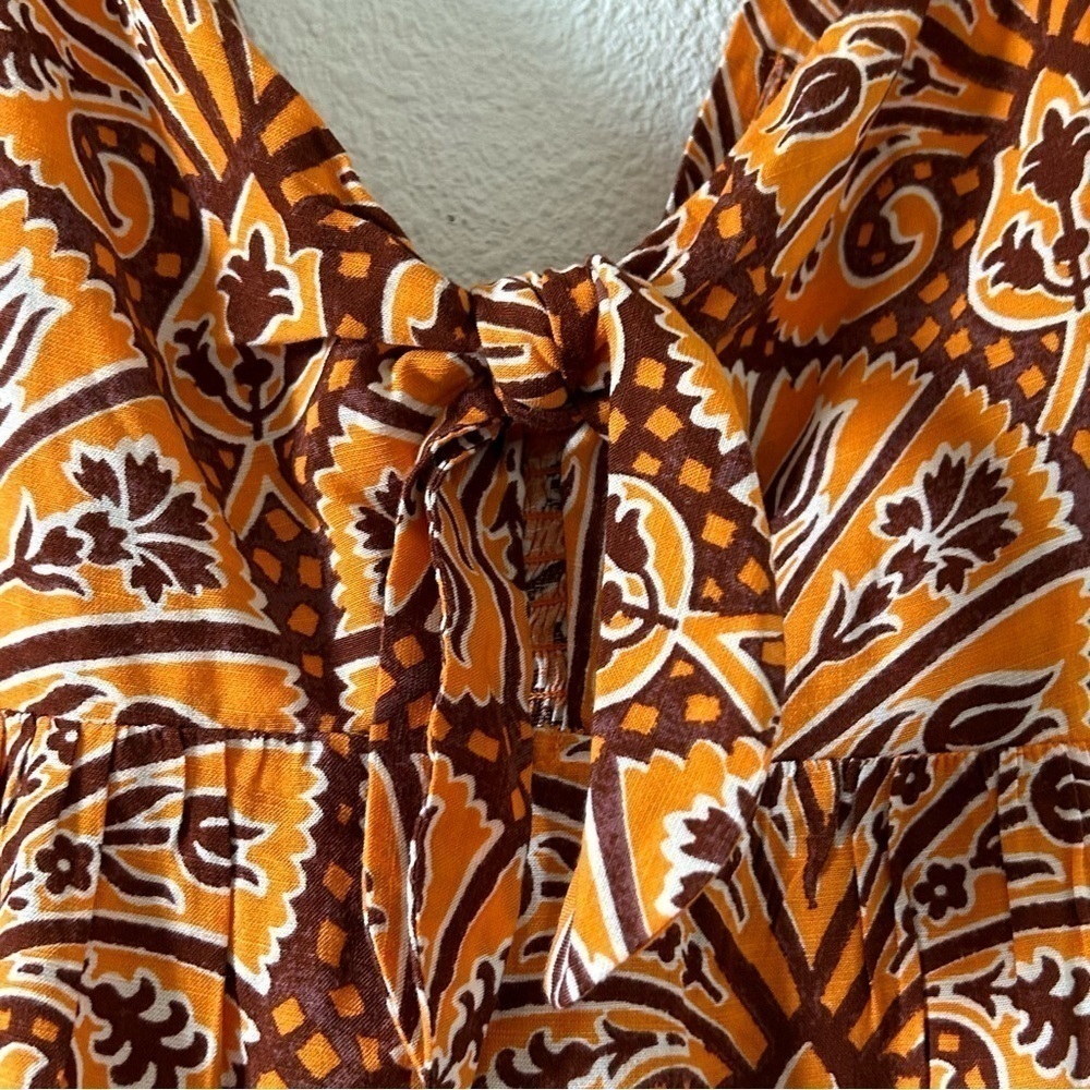 KNOX ROSE Orange Floral Halter Criss Cross Strap Midi Dress Women Sz XL NWOT - Picture 5 of 15